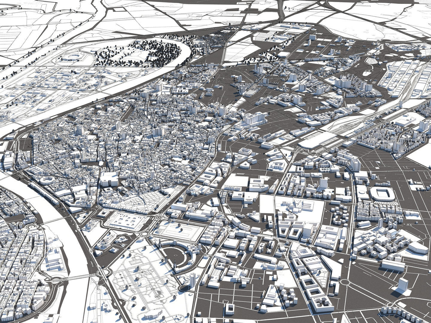 Seville 50x50km 3D City Map 3D model_15