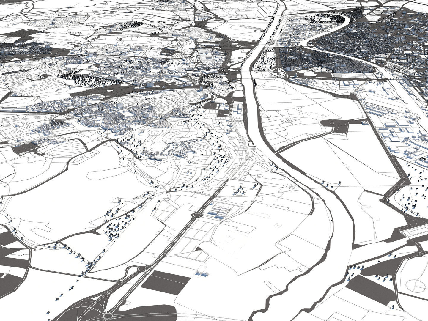 Seville 50x50km 3D City Map 3D model_27