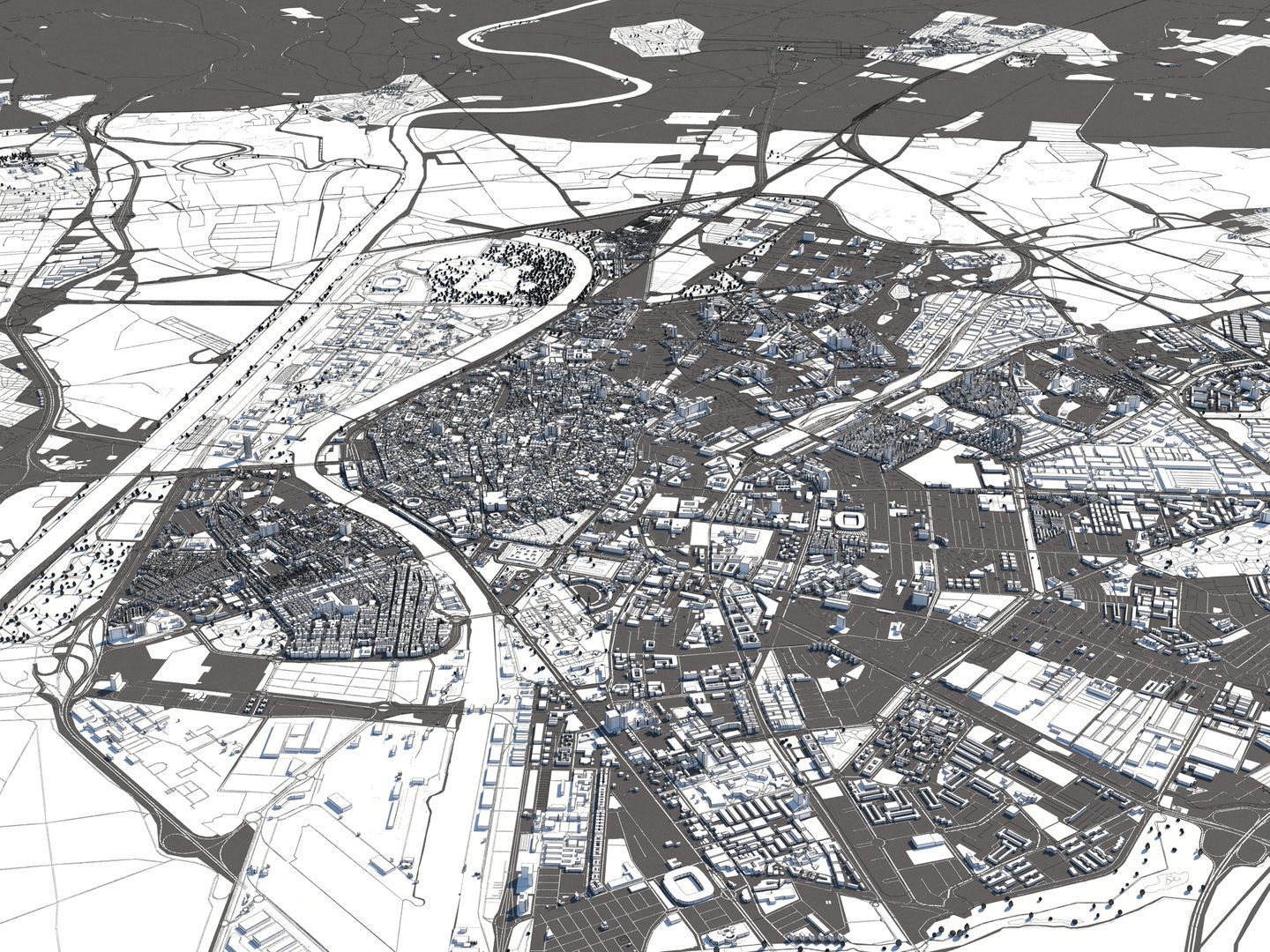 Seville 50x50km 3D City Map 3D model_16