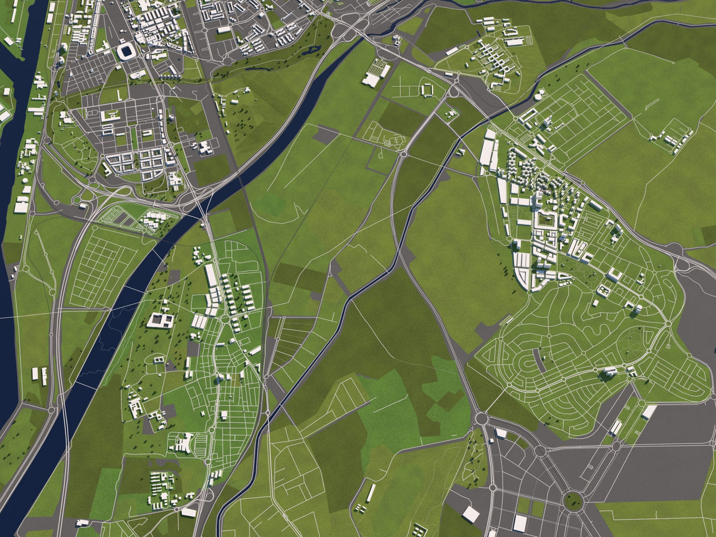 Seville 50x50km 3D City Map 3D model_4