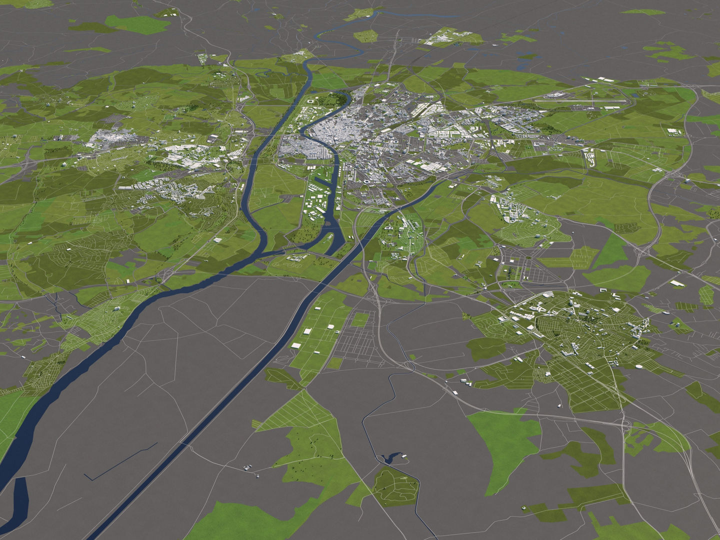 Seville 50x50km 3D City Map 3D model_3