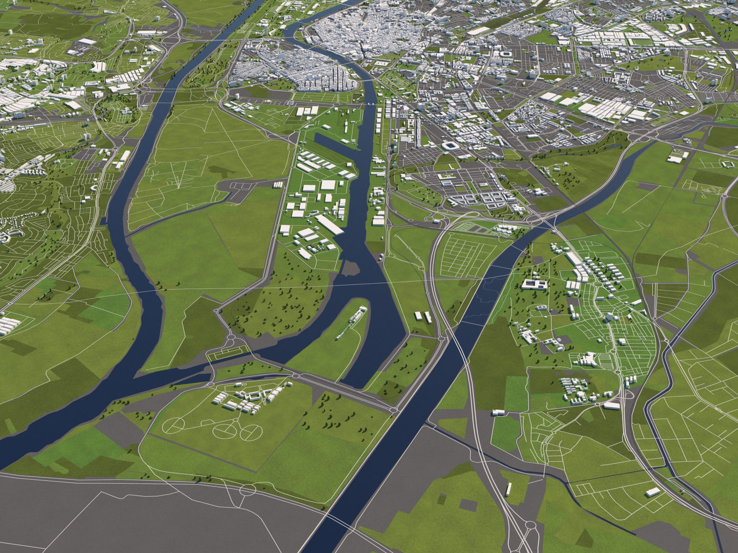 Seville 50x50km 3D City Map 3D model_6