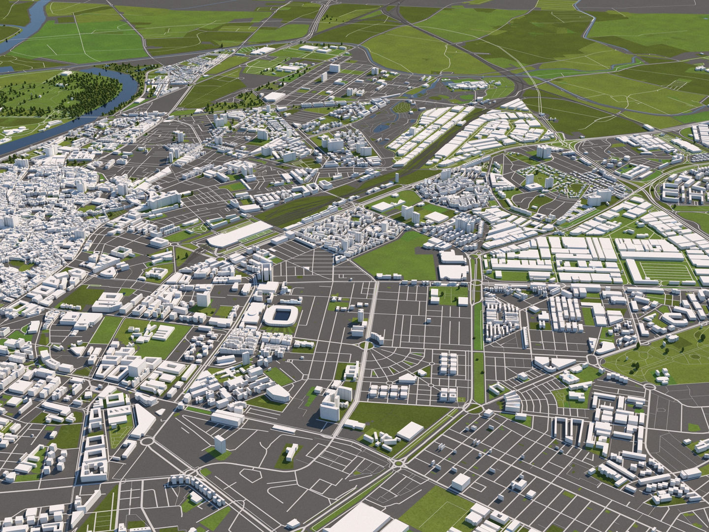 Seville 50x50km 3D City Map 3D model_7