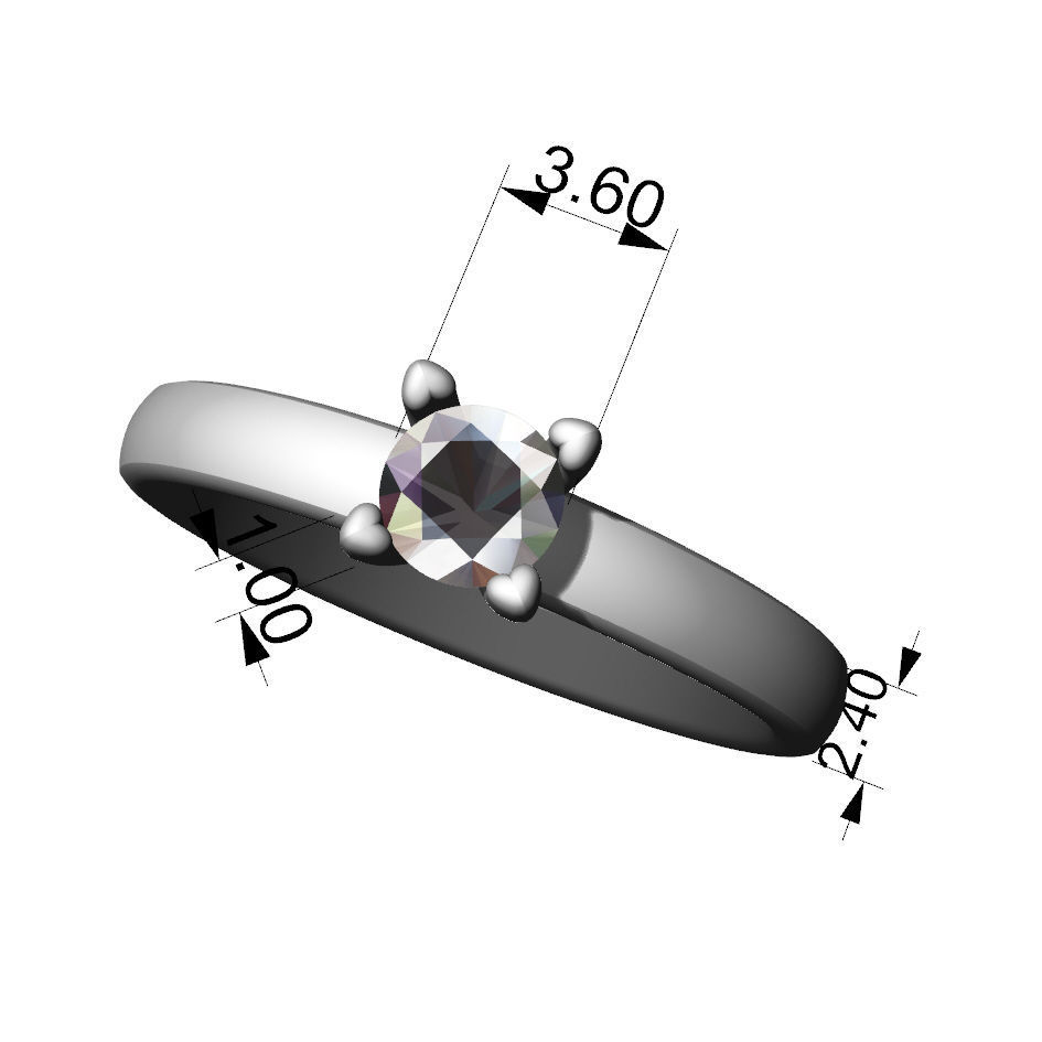 Engagement ring 3D print model_4