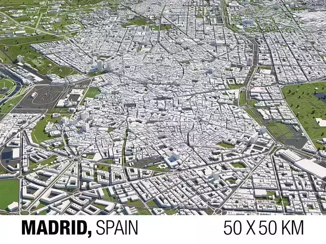 Madrid 50x50km 3D City Map 3D model