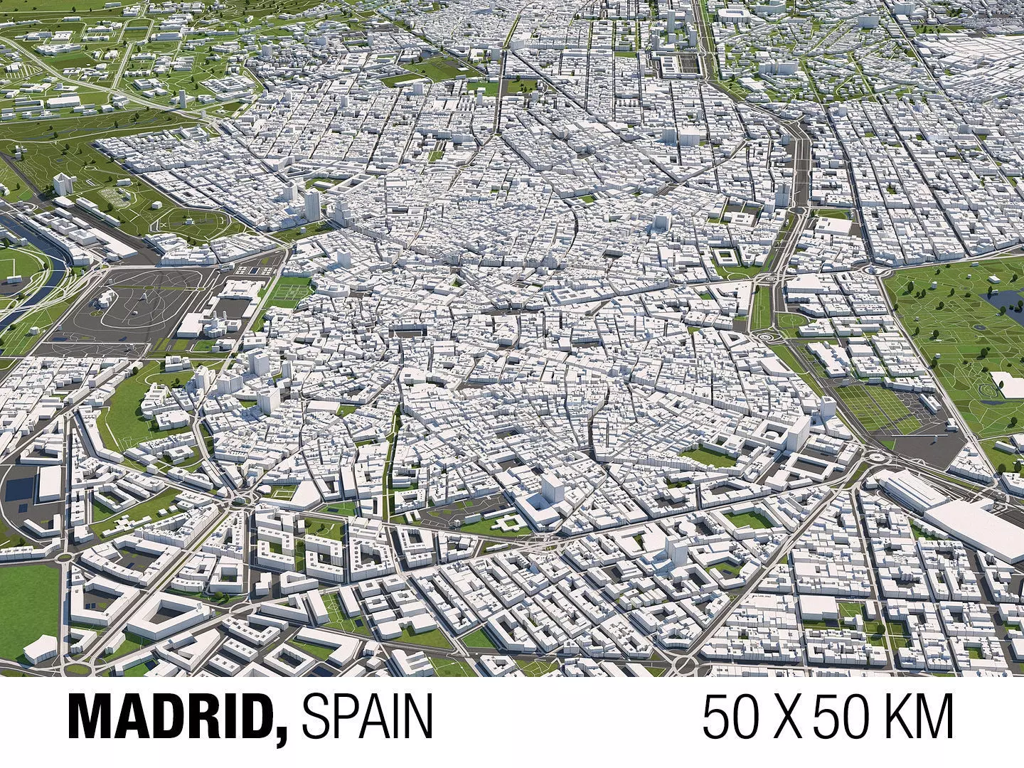 Madrid 50x50km 3D City Map 3D model_0