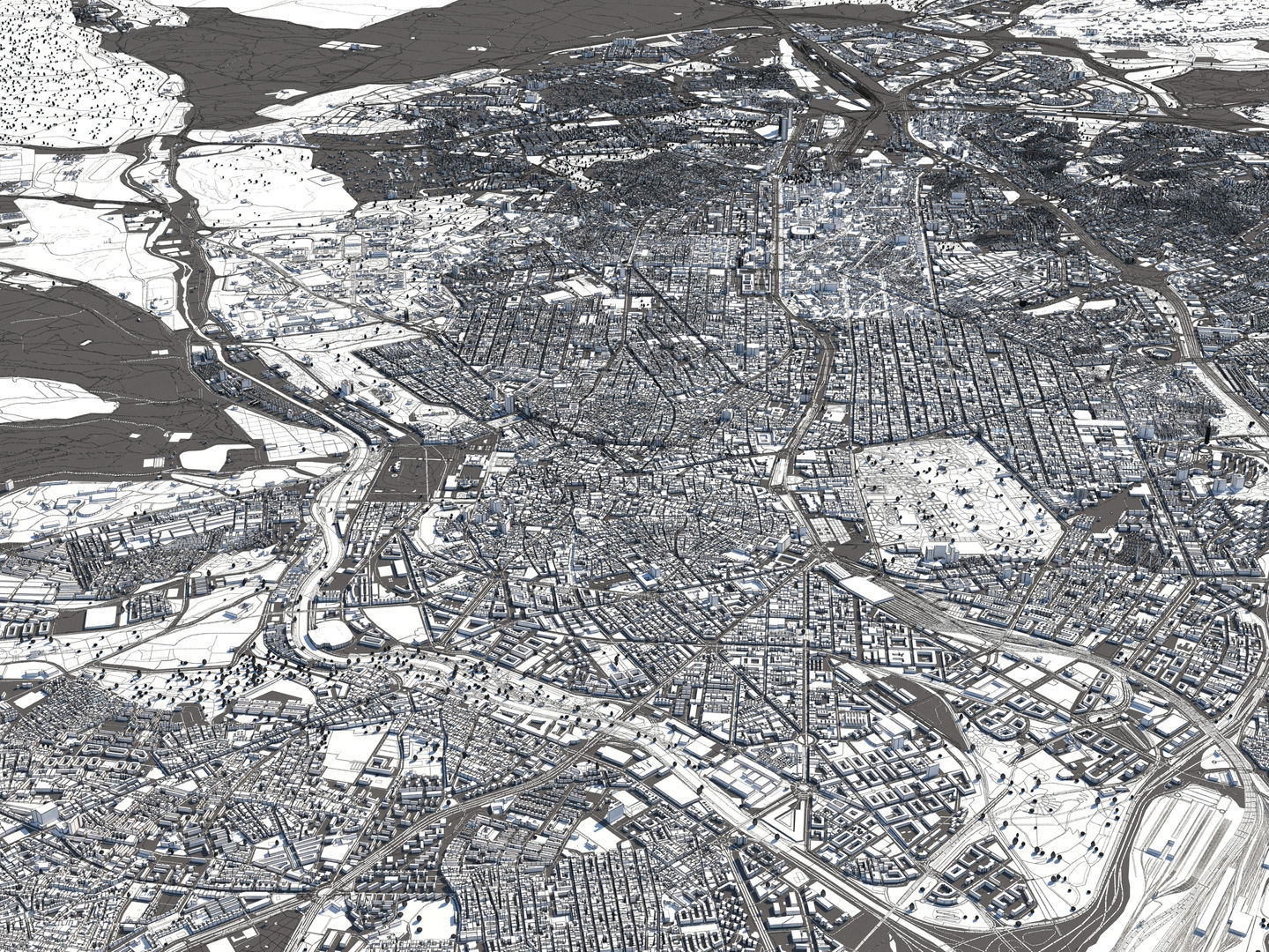 Madrid 50x50km 3D City Map 3D model_16