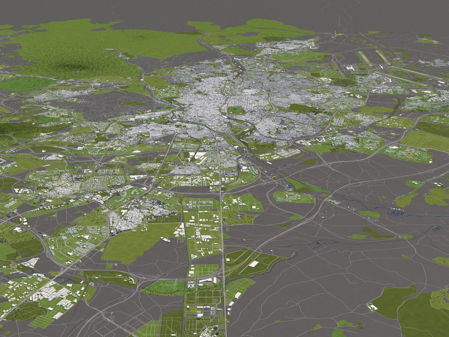 Madrid 50x50km 3D City Map 3D model_10