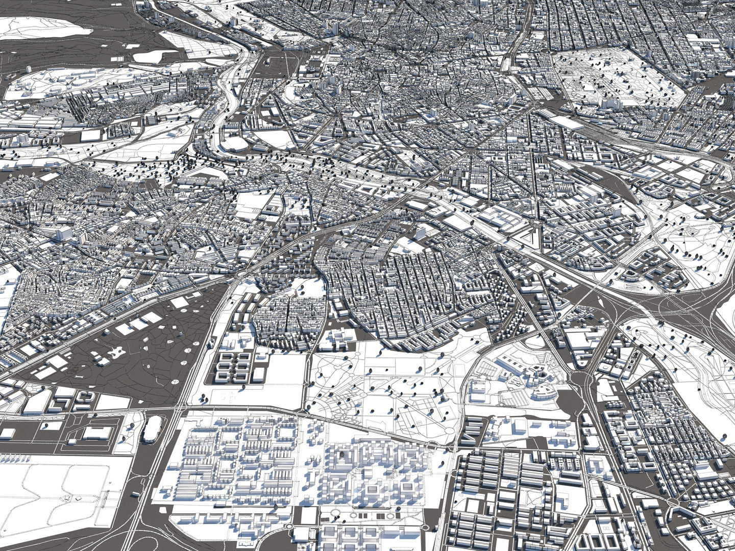 Madrid 50x50km 3D City Map 3D model_23