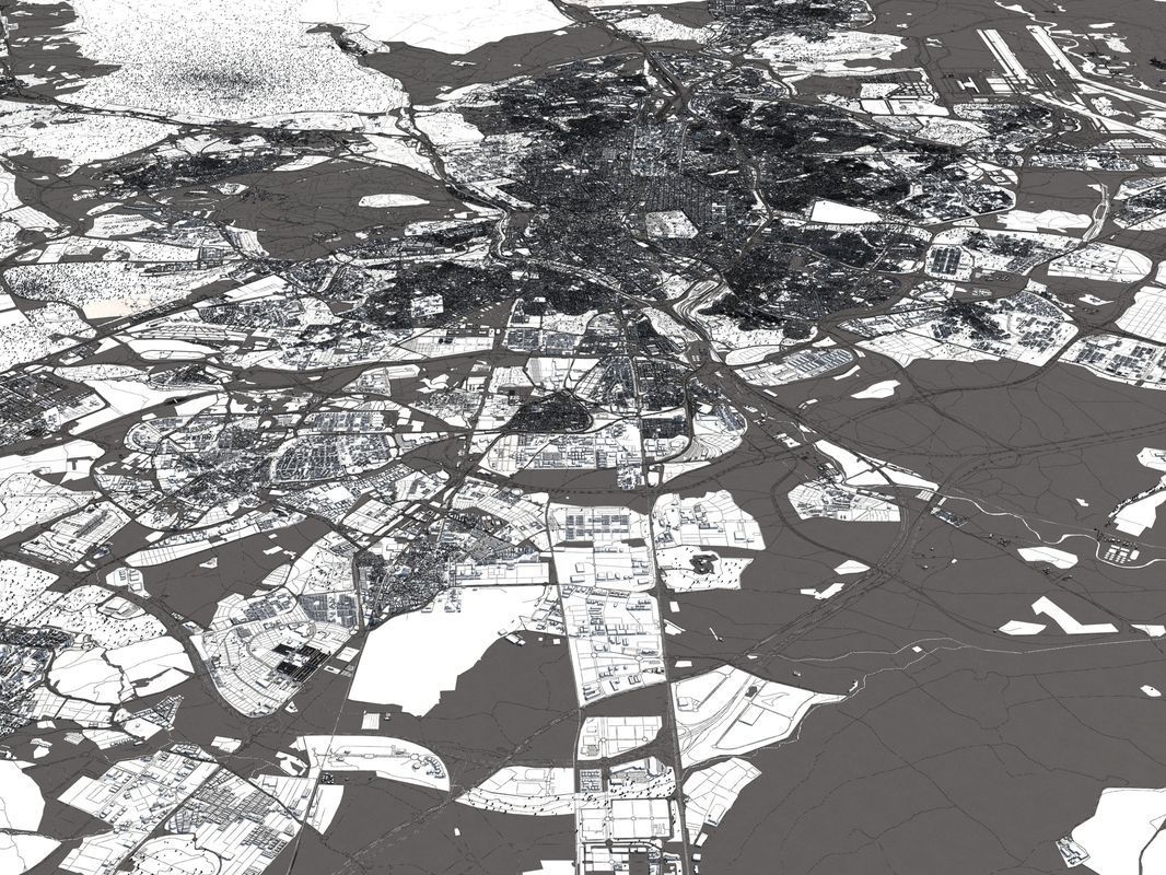 Madrid 50x50km 3D City Map 3D model_17