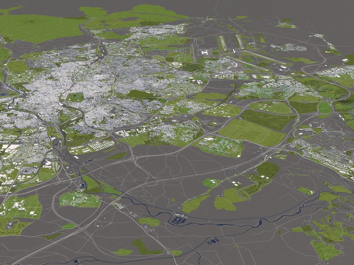 Madrid 50x50km 3D City Map 3D model_8
