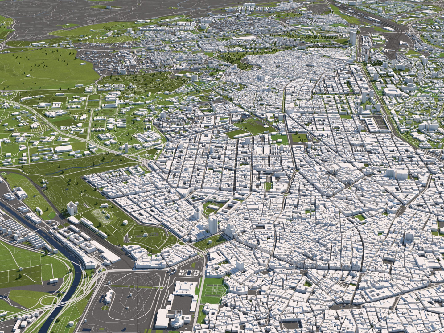 Madrid 50x50km 3D City Map 3D model_9