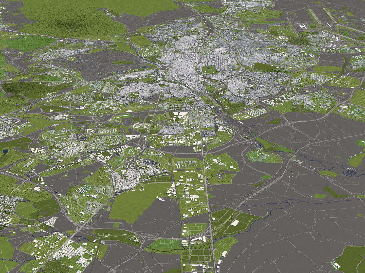 Madrid 50x50km 3D City Map 3D model_3