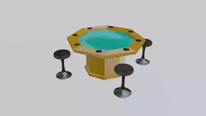 Poker table Low-poly 3D model