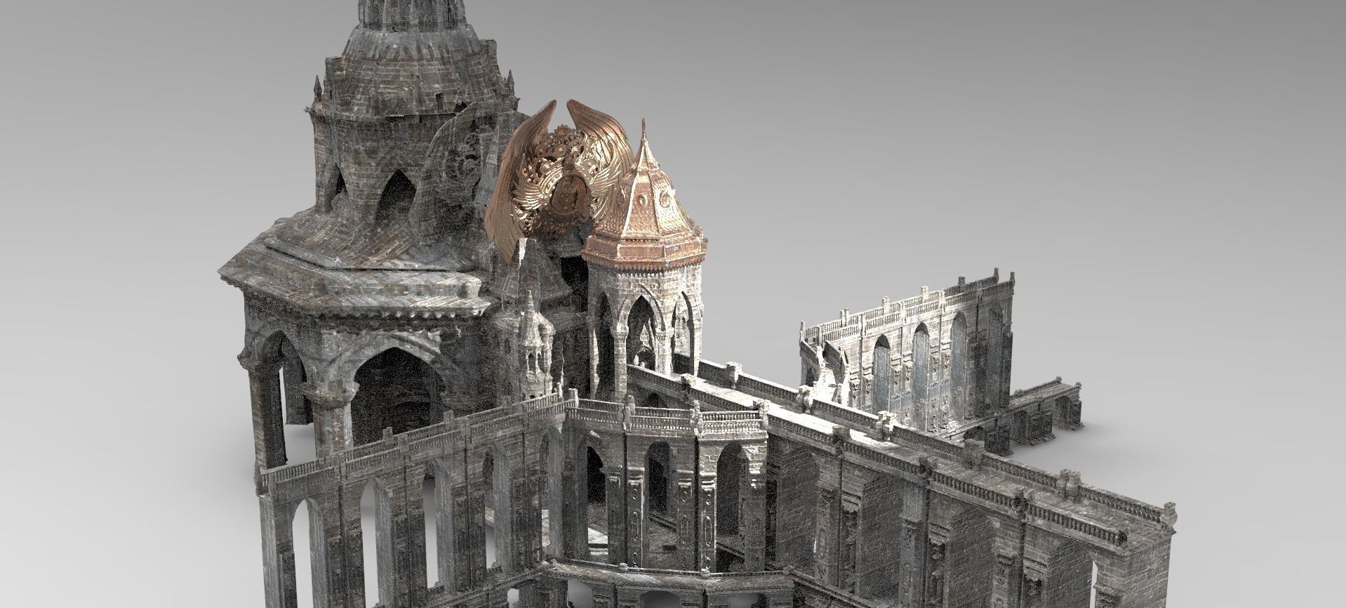 Steampunk Medieval Tower Bridge 2 models 3D model_1