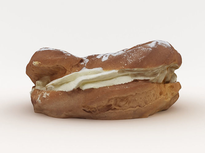 Bagel donut with powdered sugar 3D model 7
