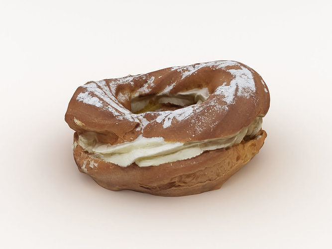 Bagel donut with powdered sugar 3D model 2