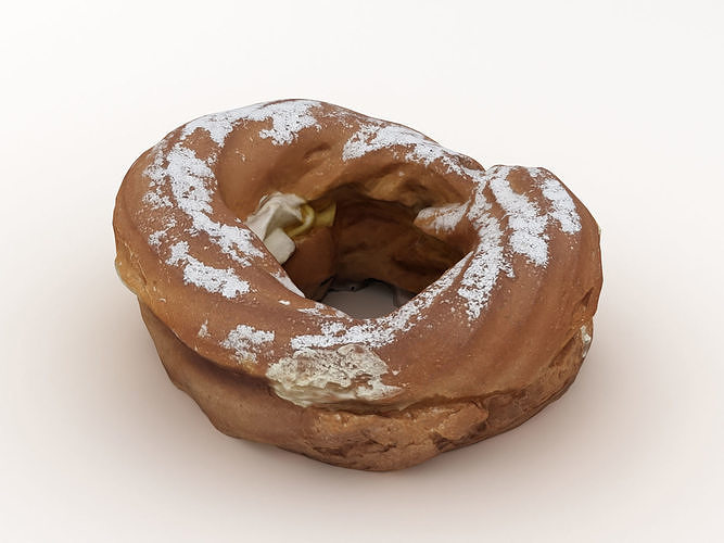 Bagel donut with powdered sugar 3D model 4