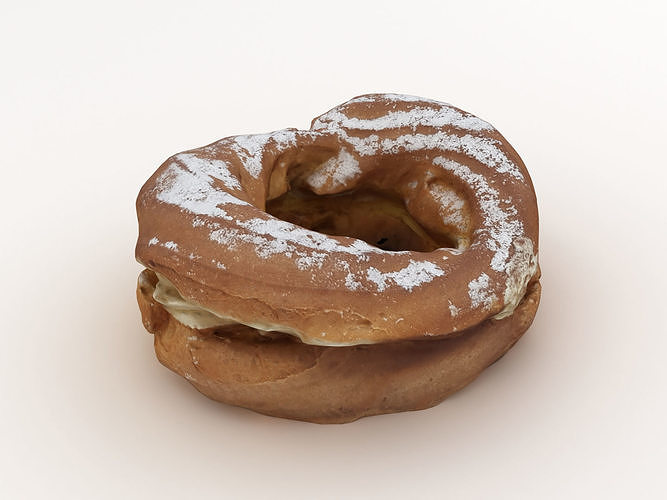 Bagel donut with powdered sugar 3D model 5