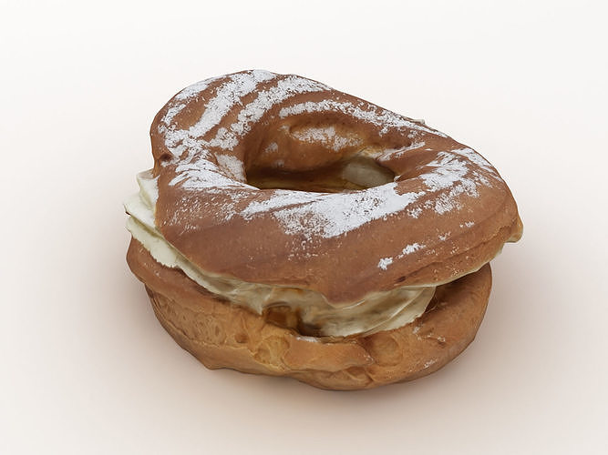 Bagel donut with powdered sugar 3D model 6