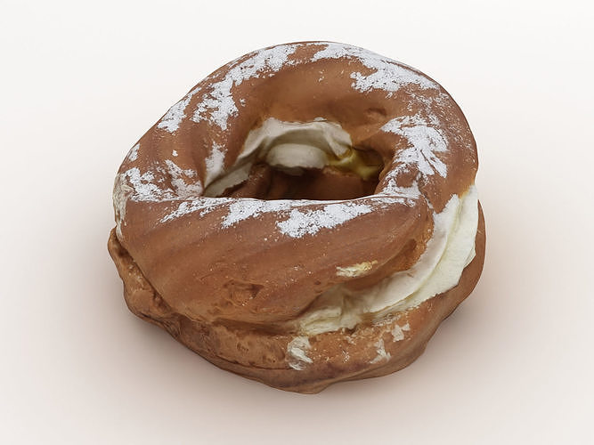 Bagel donut with powdered sugar 3D model 3