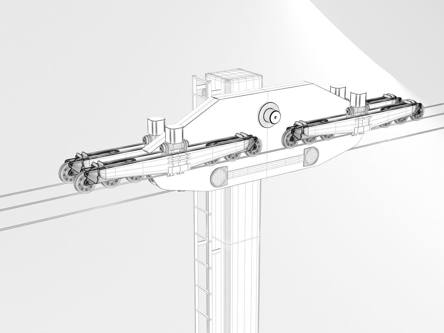 Cable Car Ski Lift 3D model_14