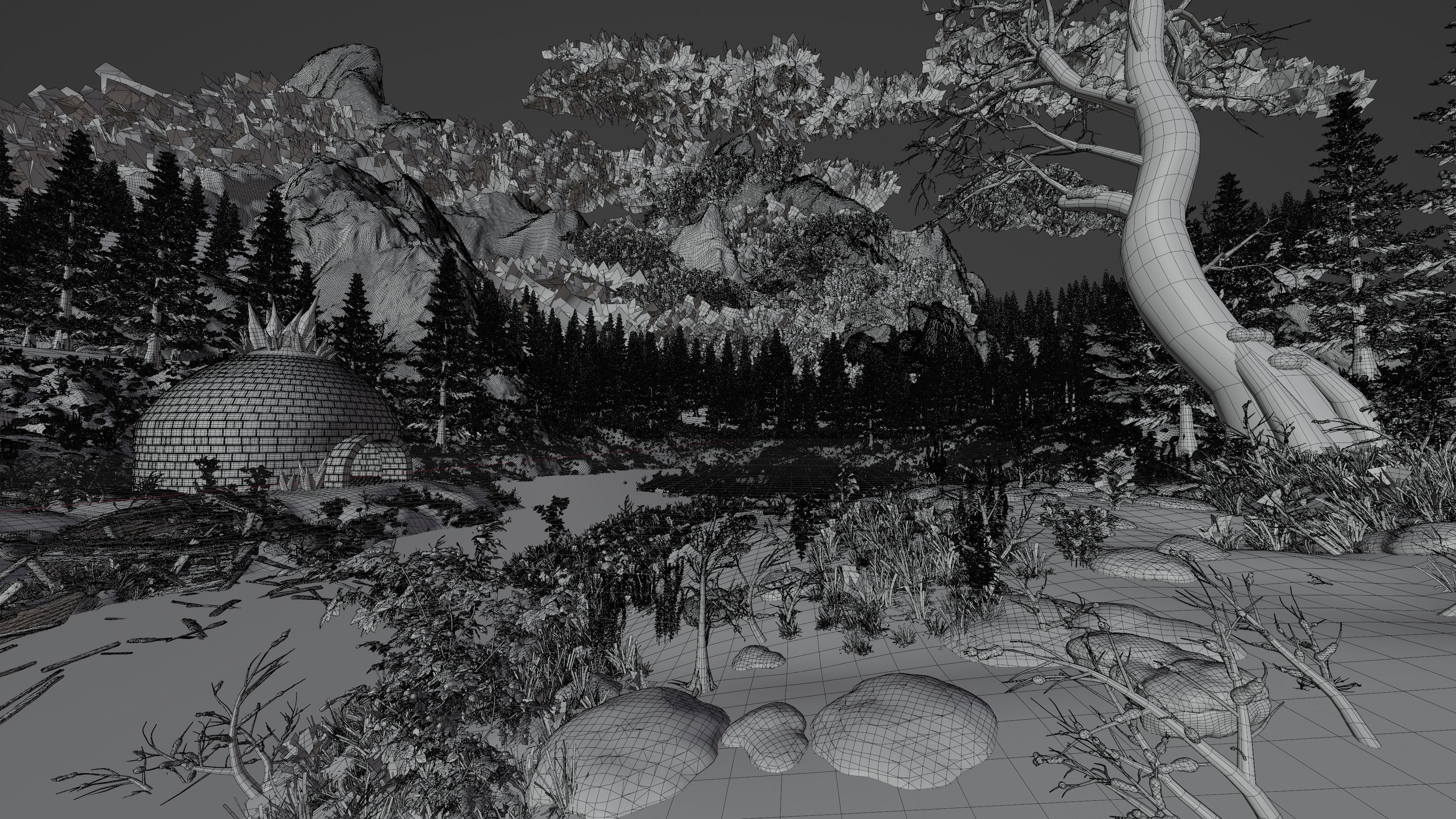 Igloo Snow landscape Scene 3D model_16