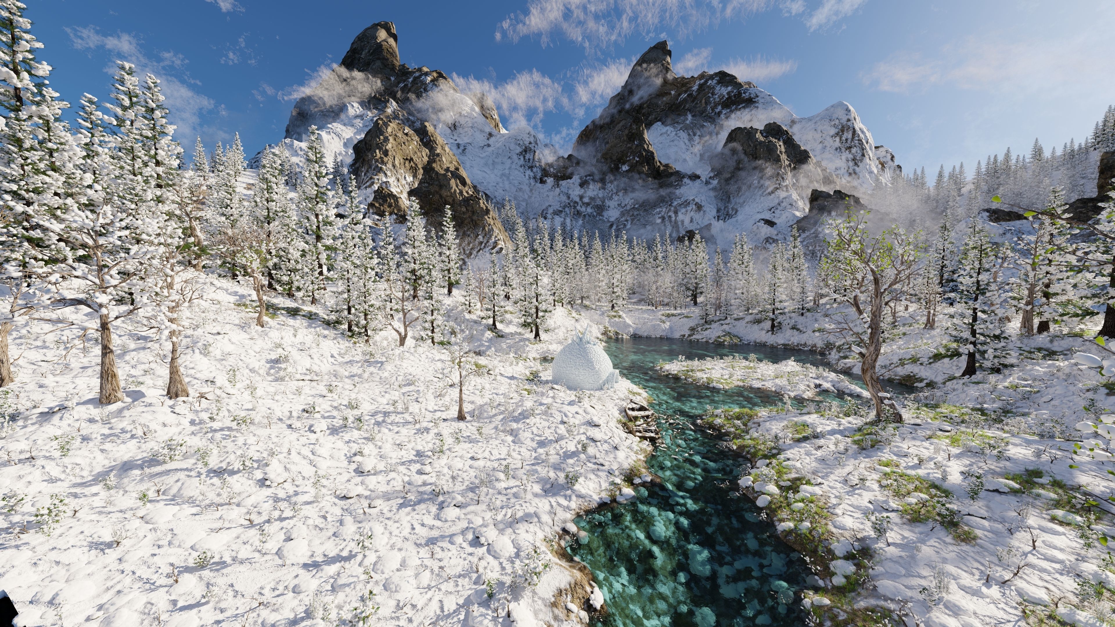 Igloo Snow landscape Scene 3D model_10