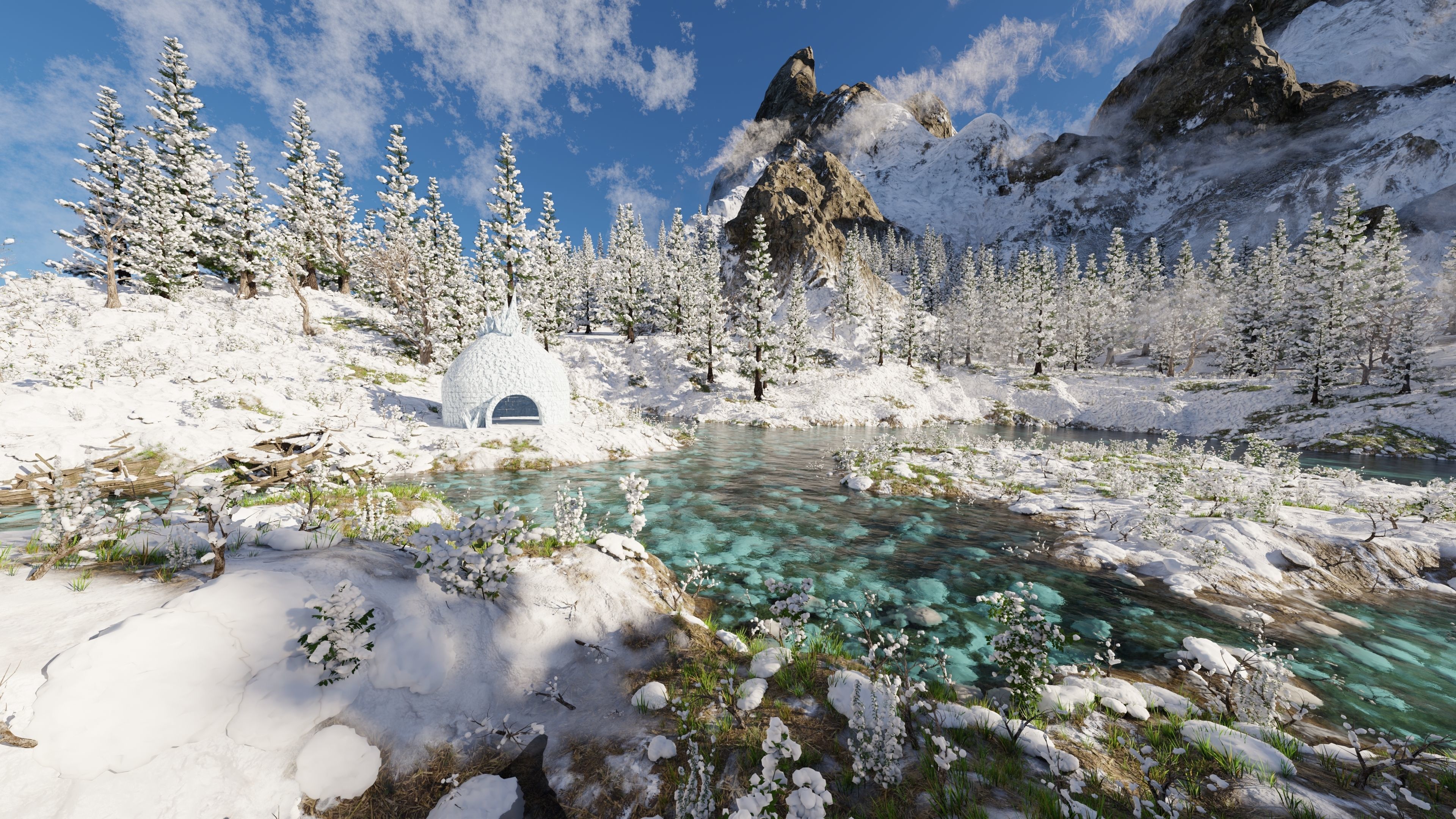 Igloo Snow landscape Scene 3D model_6