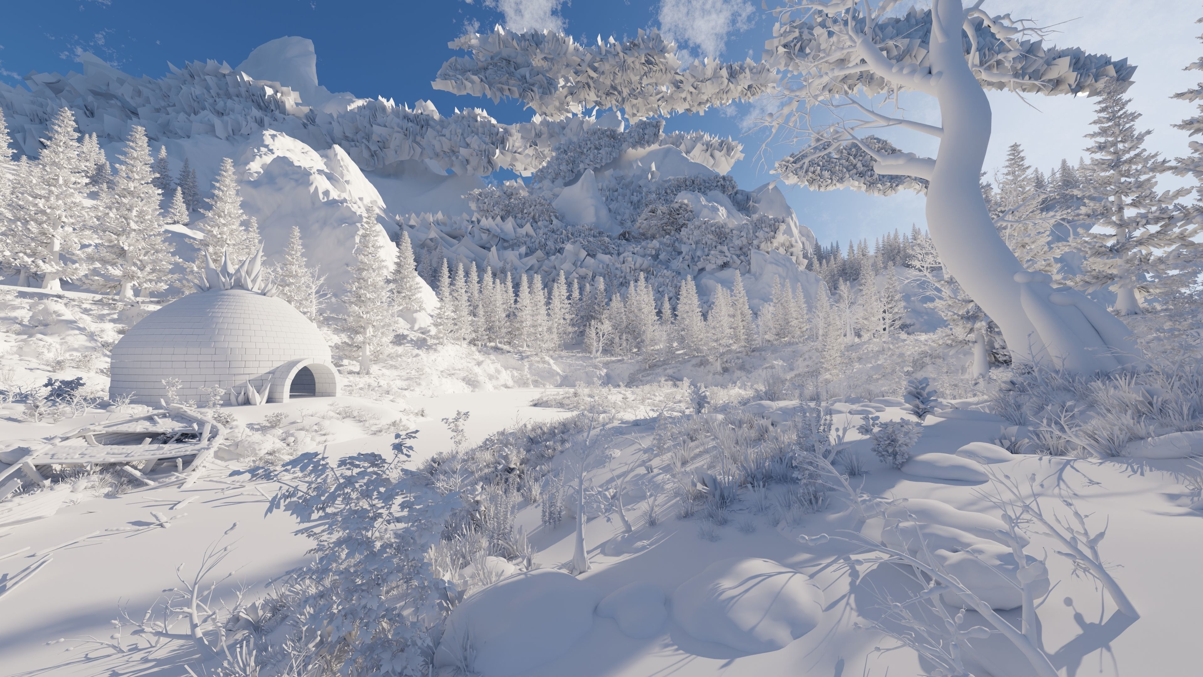 Igloo Snow landscape Scene 3D model_15