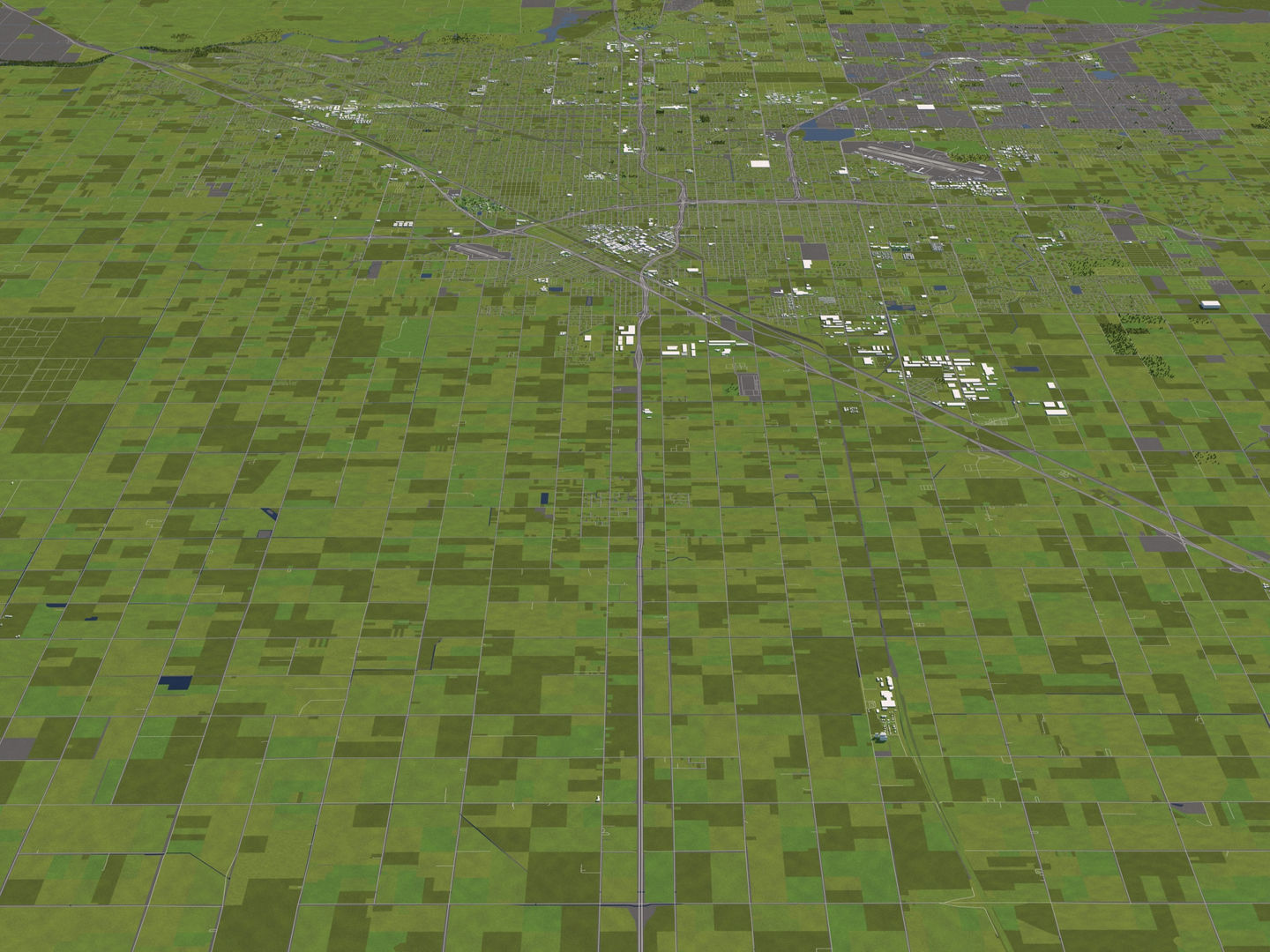 Fresno 50x50km 3D City Map 3D model_3