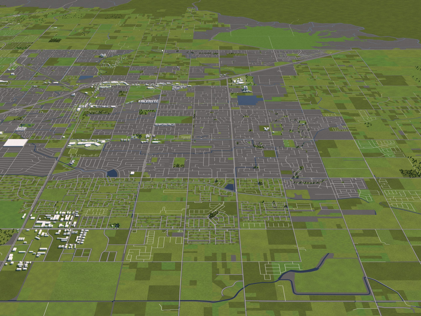 Fresno 50x50km 3D City Map 3D model_8