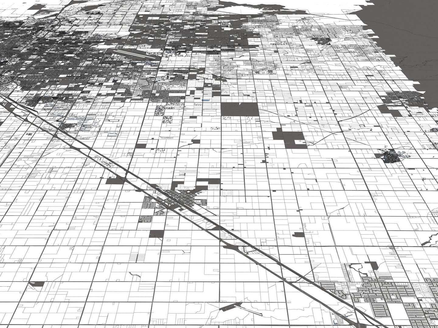 Fresno 50x50km 3D City Map 3D model_24