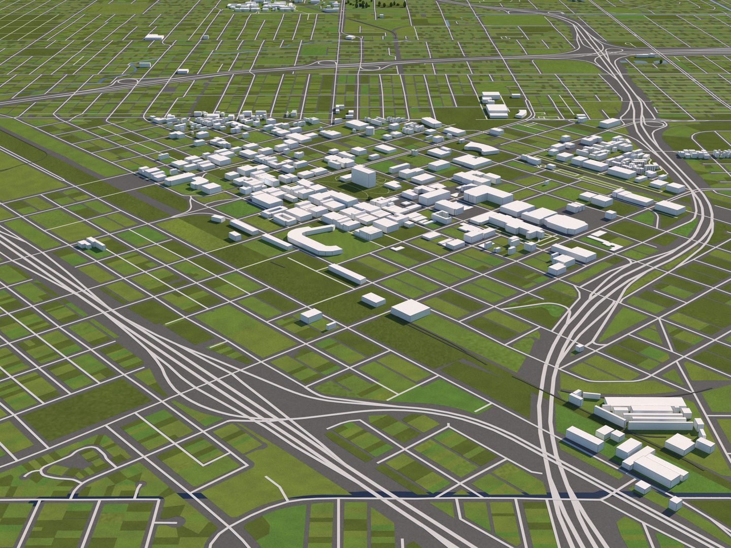 Fresno 50x50km 3D City Map 3D model_9