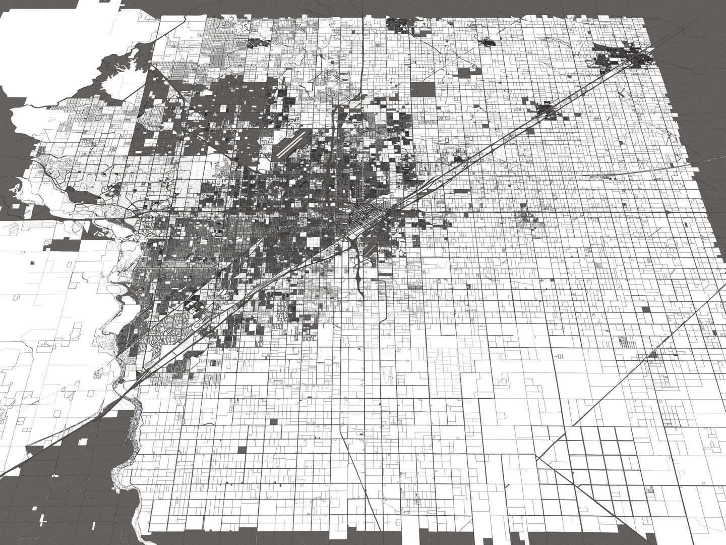 Fresno 50x50km 3D City Map 3D model_19