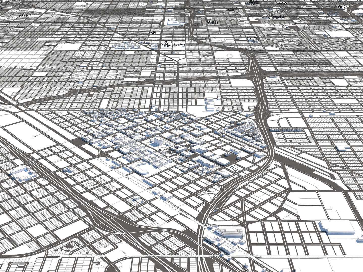 Fresno 50x50km 3D City Map 3D model_15