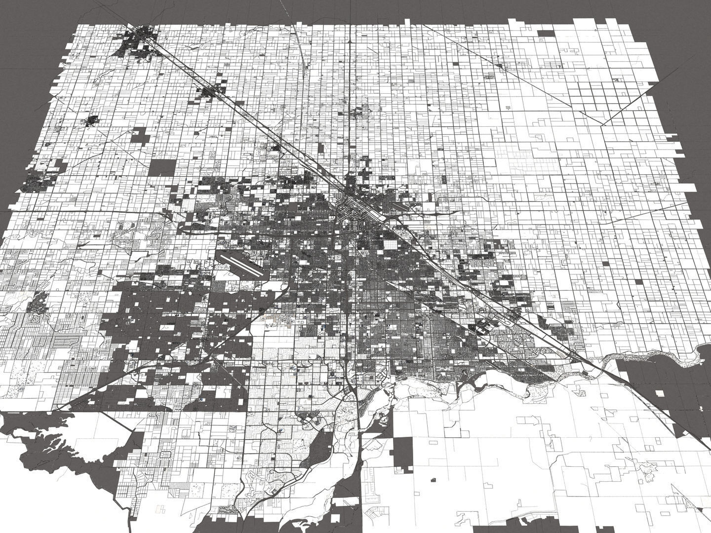 Fresno 50x50km 3D City Map 3D model_20