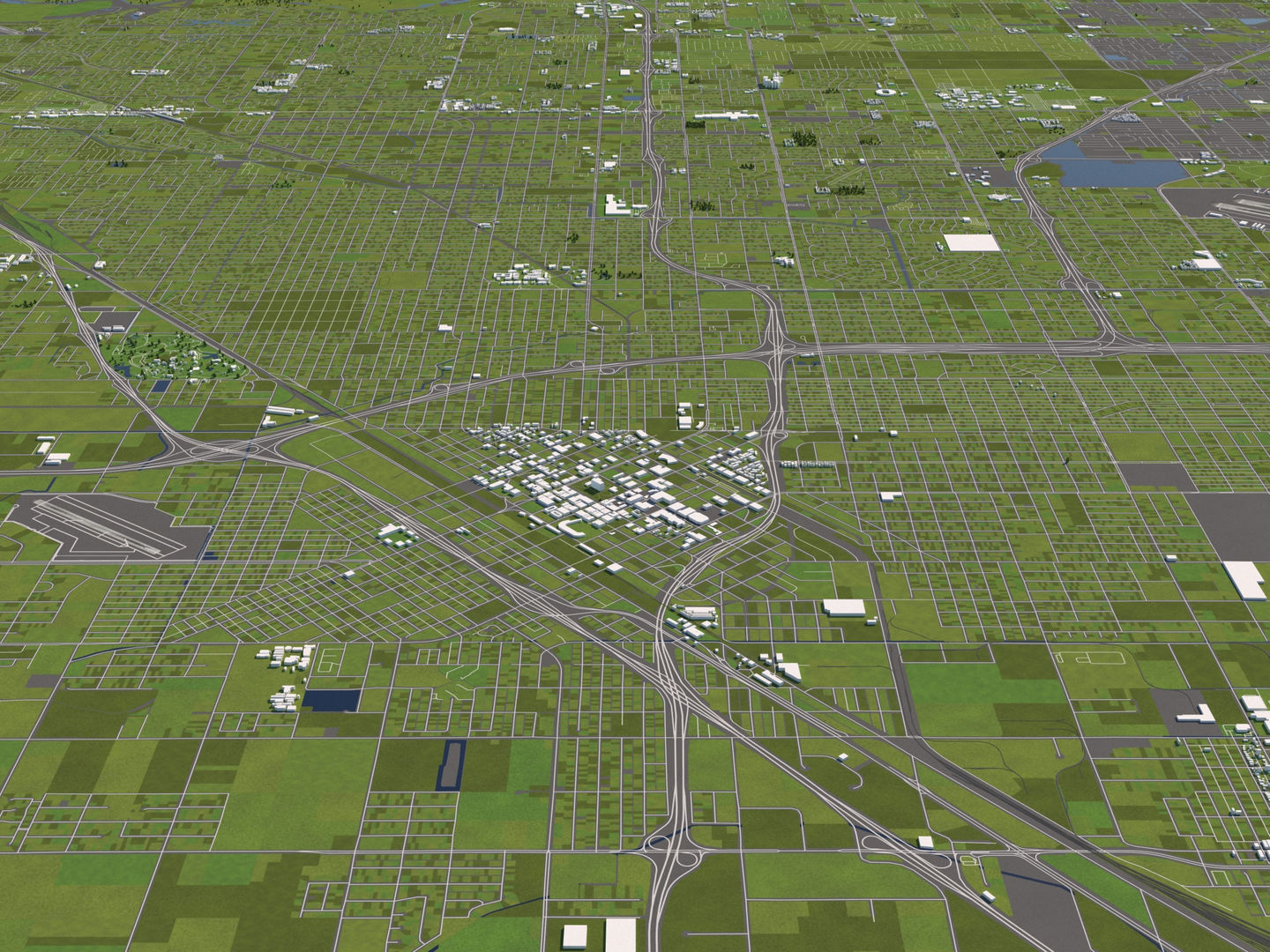 Fresno 50x50km 3D City Map 3D model_2
