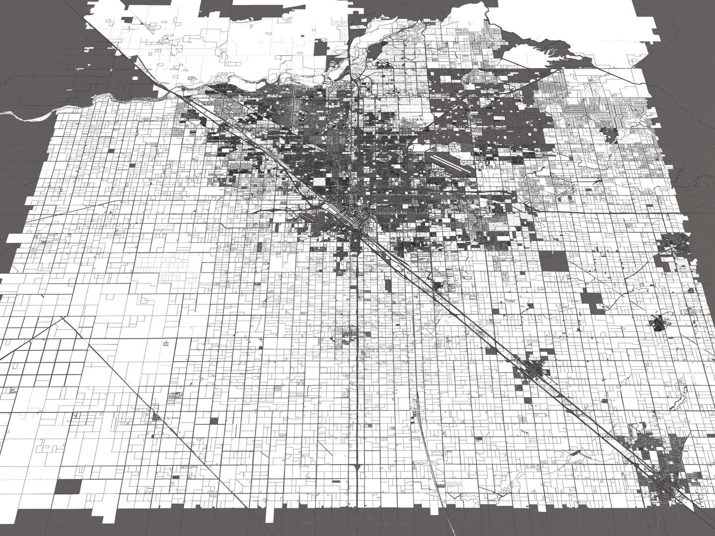 Fresno 50x50km 3D City Map 3D model_18
