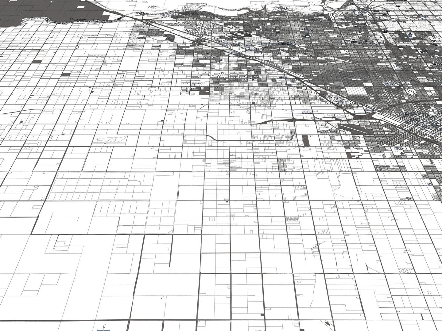 Fresno 50x50km 3D City Map 3D model_23