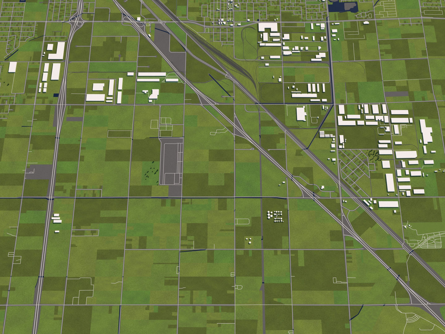 Fresno 50x50km 3D City Map 3D model_4
