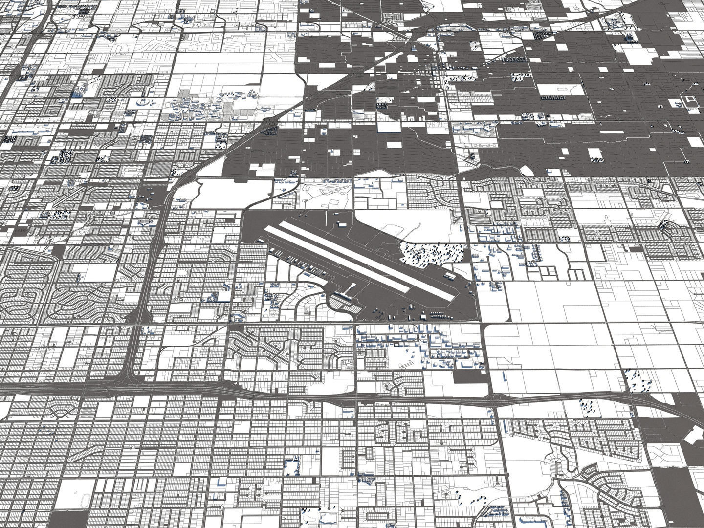 Fresno 50x50km 3D City Map 3D model_22