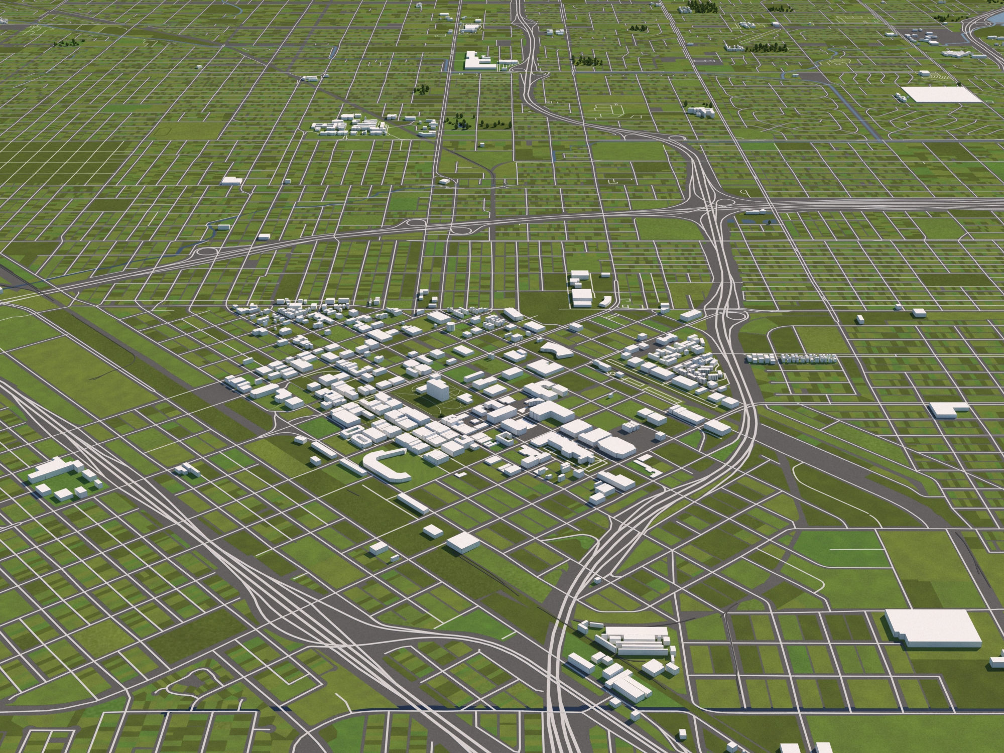 Fresno 50x50km 3D City Map 3D model_1