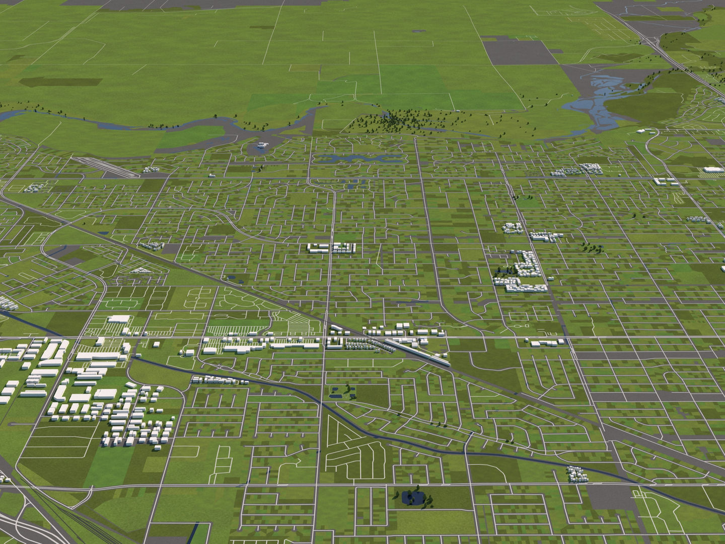 Fresno 50x50km 3D City Map 3D model_10