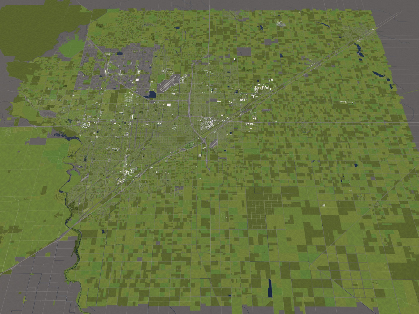 Fresno 50x50km 3D City Map 3D model_13