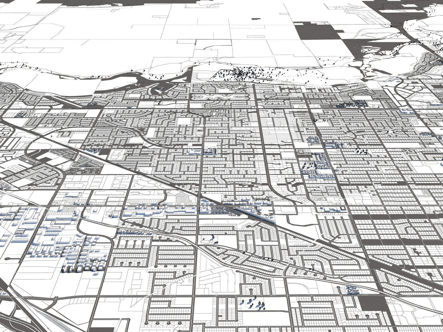 Fresno 50x50km 3D City Map 3D model_27