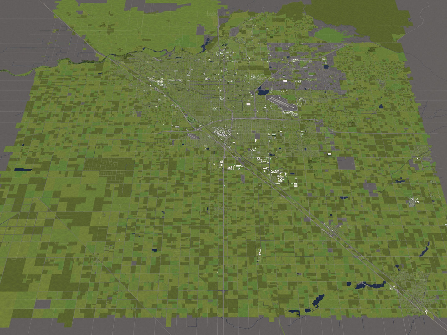 Fresno 50x50km 3D City Map 3D model_12