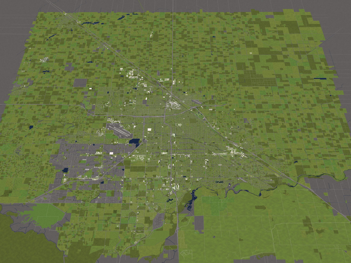 Fresno 50x50km 3D City Map 3D model_14