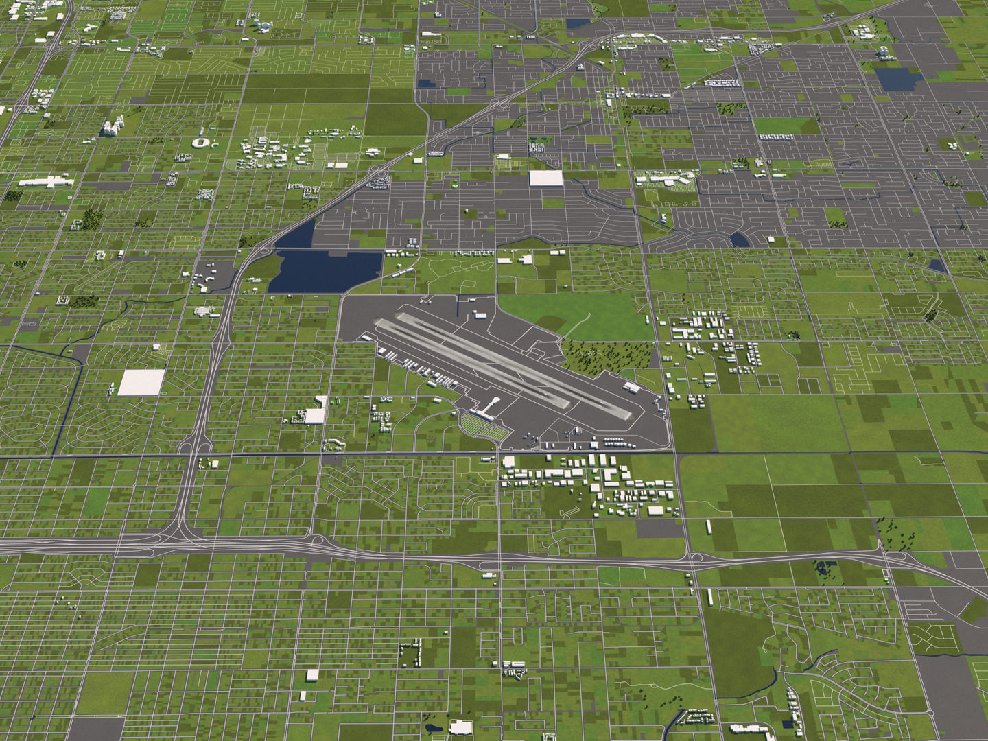 Fresno 50x50km 3D City Map 3D model_5