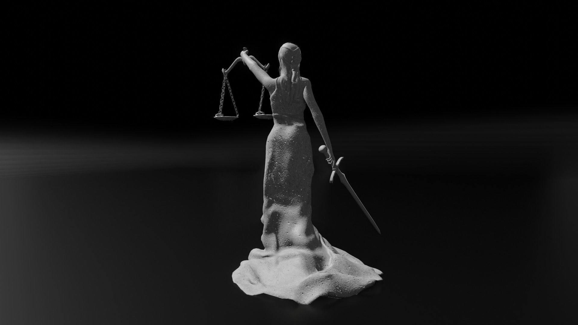 Lady Justice Statue Low-poly 3D model_16